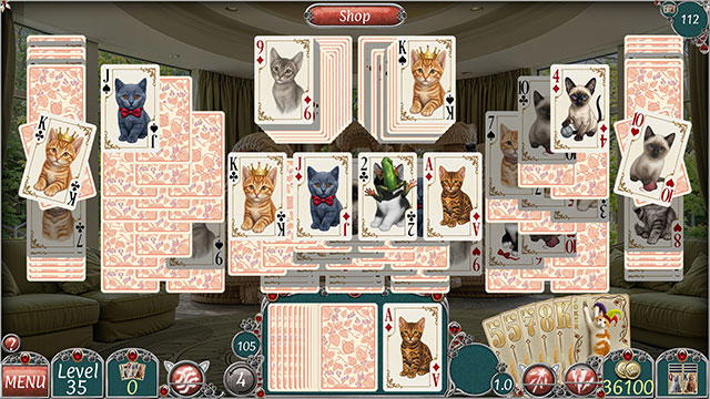 Jewel Match Solitaire: Cats and Cards screenshot 1